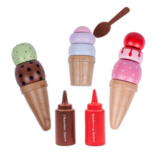 Load image into Gallery viewer, Ice Cream Set Toy, gift for girls, birthday gift, wooden toys, montessori toys, channapatna toys, nesta toys, kitchen toys, pretend play toys, learn through play
