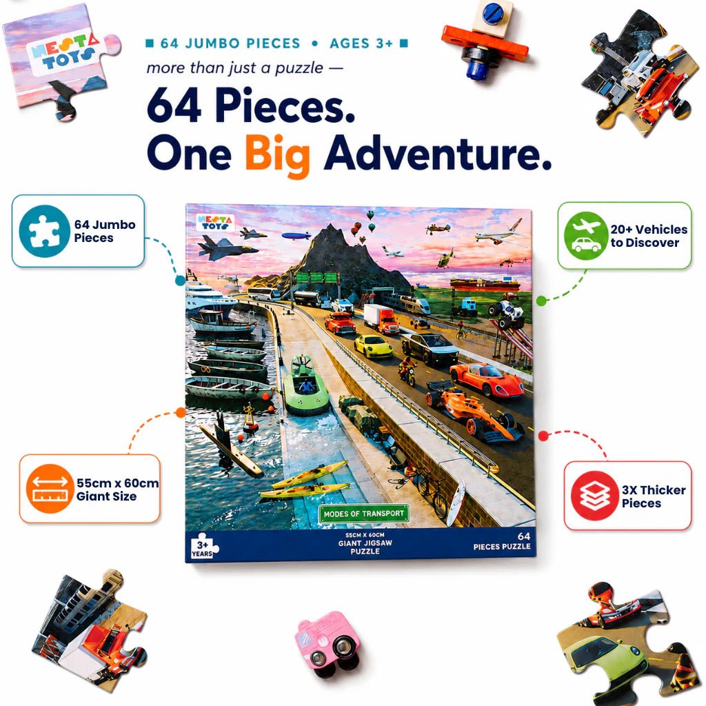 Modes of Transport Jigsaw Puzzle (64 Pcs) - NESTA TOYS