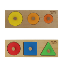 Load image into Gallery viewer,   Educational toys, STEM toys Learning Toy, Montessori Wooden Shapes Jumbo Knob Puzzles, toys for babies, puzzles for babies, channapatna toys, montessori toys, montessori puzzle, Montessori Circle Seriation Puzzle
