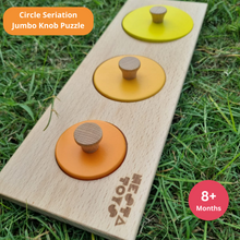 Load image into Gallery viewer,   Educational toys, STEM toys Learning Toy, Montessori Wooden Shapes Jumbo Knob Puzzles, toys for babies, puzzles for babies, channapatna toys, montessori toys, montessori puzzle, Montessori Circle Seriation Puzzle
