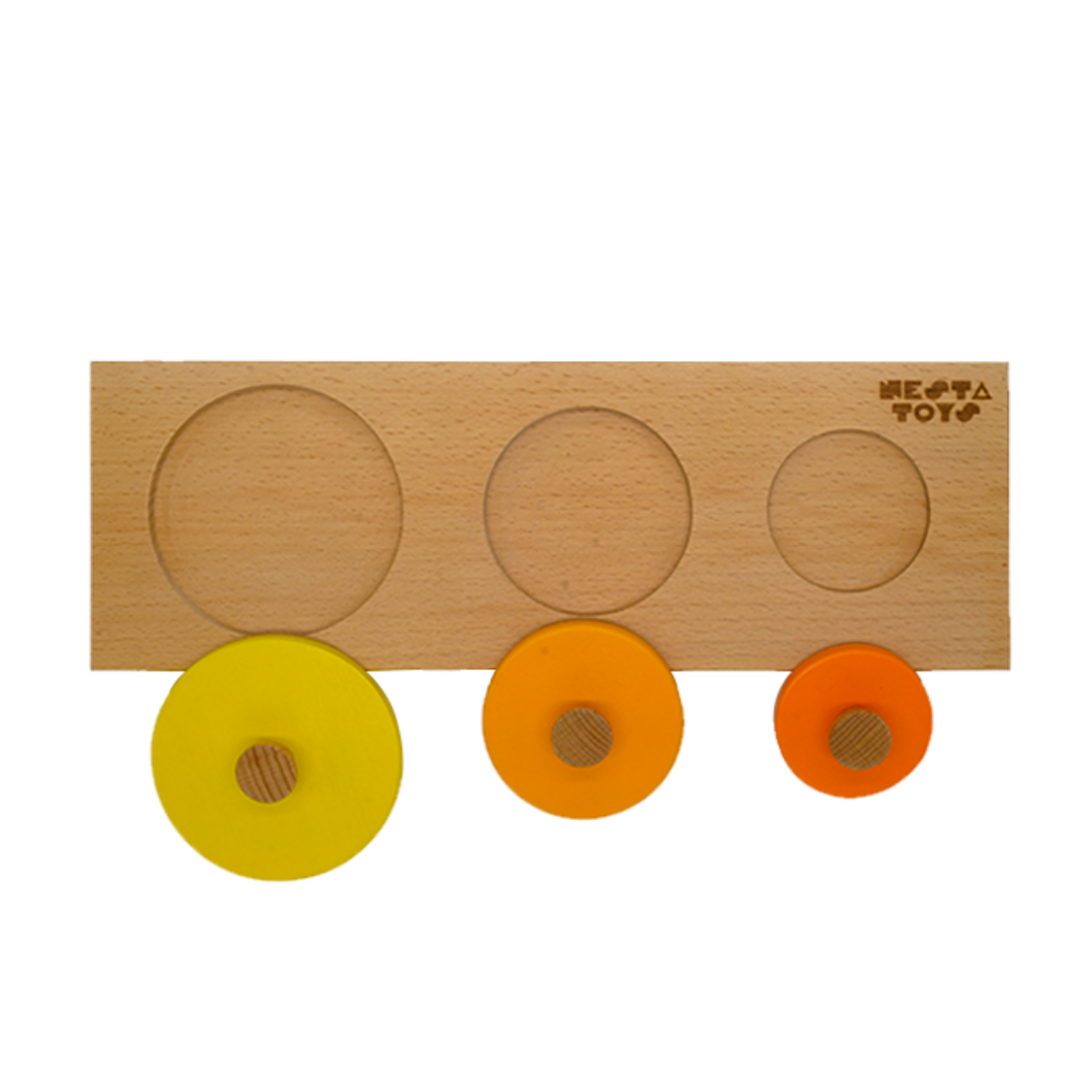 Montessori Wooden Shapes Jumbo Knob Puzzles, toys for babies, puzzles for babies, channapatna toys, montessori toys, montessori puzzle, Montessori Circle Seriation Puzzle