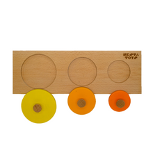 Load image into Gallery viewer, Montessori Wooden Shapes Jumbo Knob Puzzles, toys for babies, puzzles for babies, channapatna toys, montessori toys, montessori puzzle, Montessori Circle Seriation Puzzle
