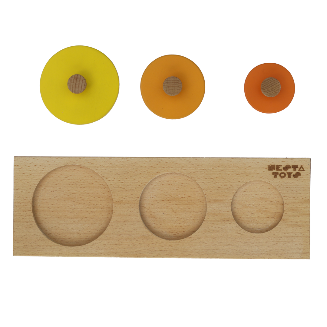 Montessori Wooden Shapes Jumbo Knob Puzzles, toys for babies, puzzles for babies, channapatna toys, montessori toys, montessori puzzle, Montessori Circle Seriation Puzzle