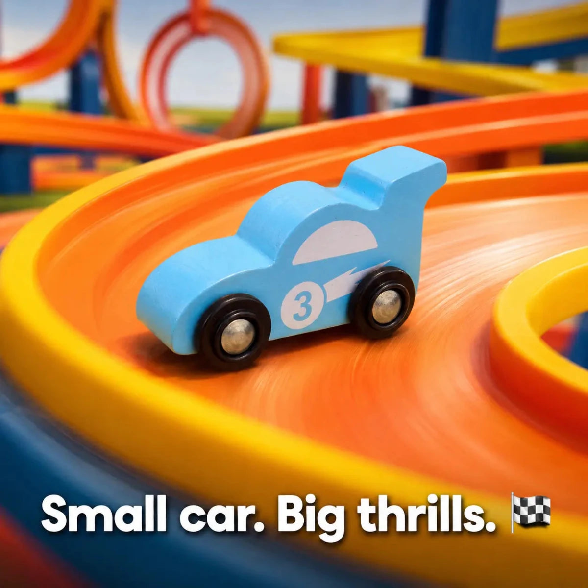 Wooden Car (3 Pcs) - Sky Blue, Yellow, Red - NESTA TOYS