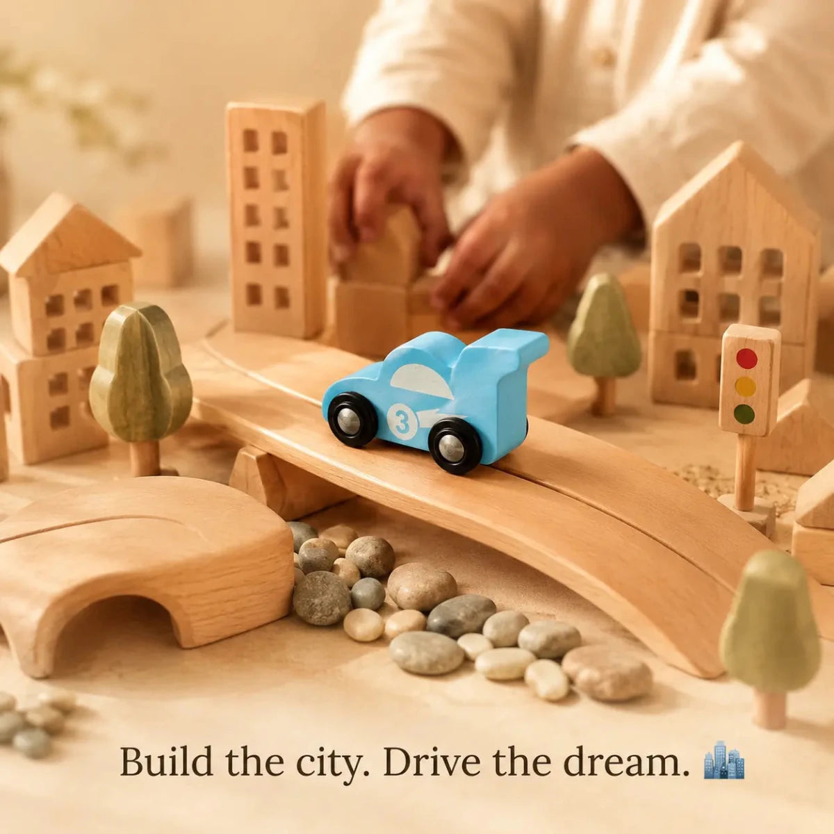 Wooden Car (3 Pcs) - Sky Blue, Yellow, Red - NESTA TOYS