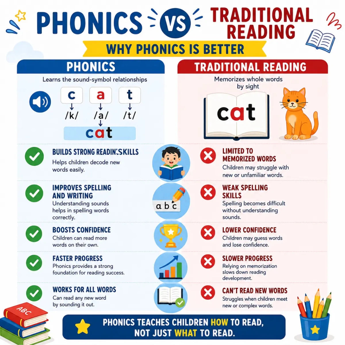 Phonics Flash Cards - Learn to Read in 20 Stages (60 cards, 490 Words) - NESTA TOYS