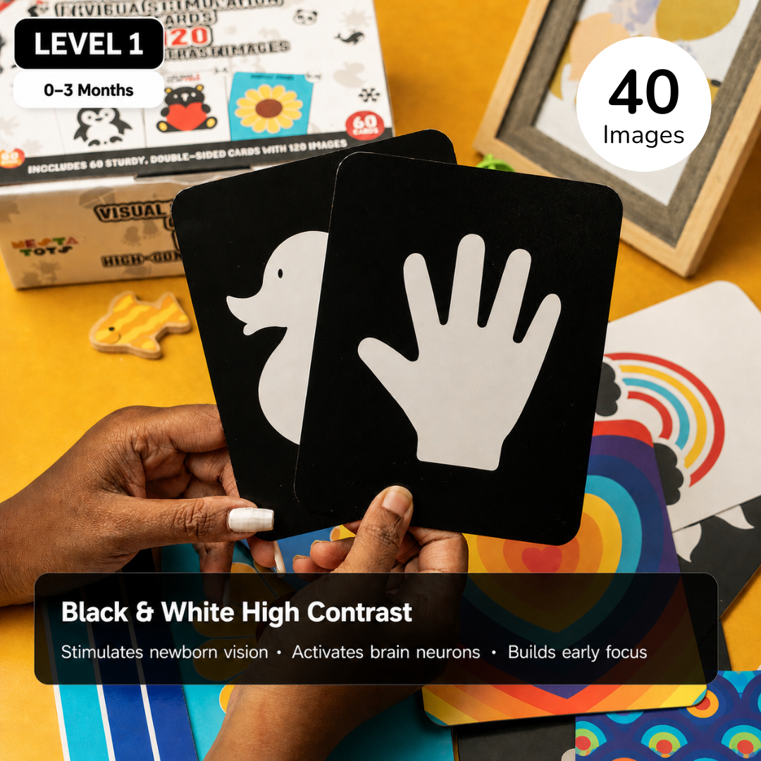 NESTA TOYS - Large High Contrast Flash Cards for Babies & Infants , black and white baby flashcards, newborn gifting