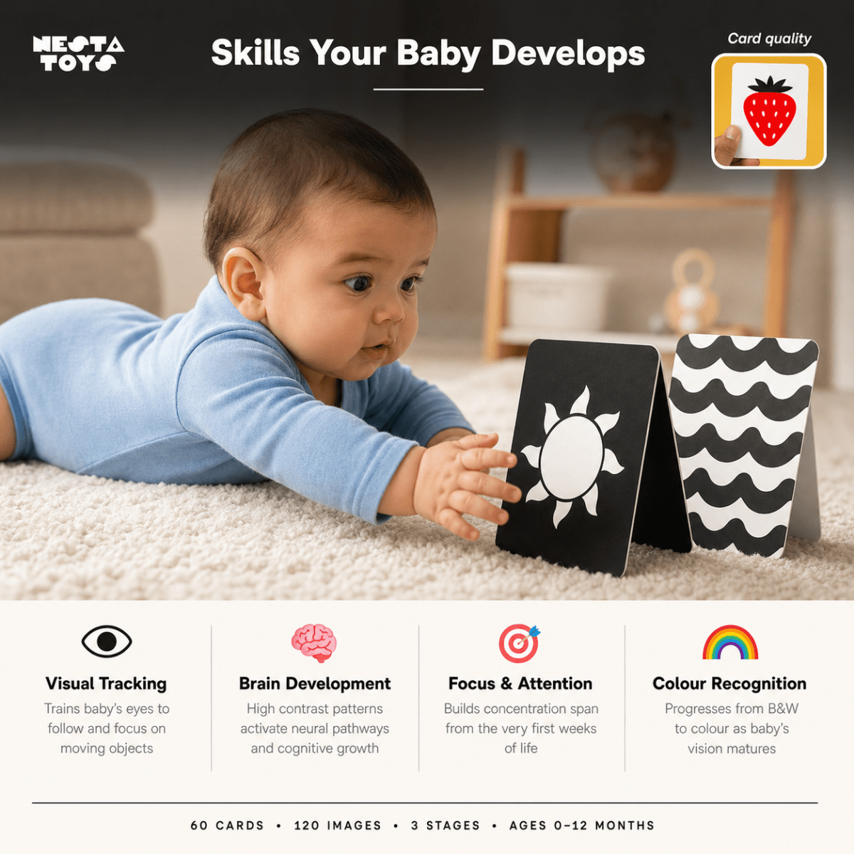 Visual Stimulation Learning Activity Card for Babies - NESTA TOYS