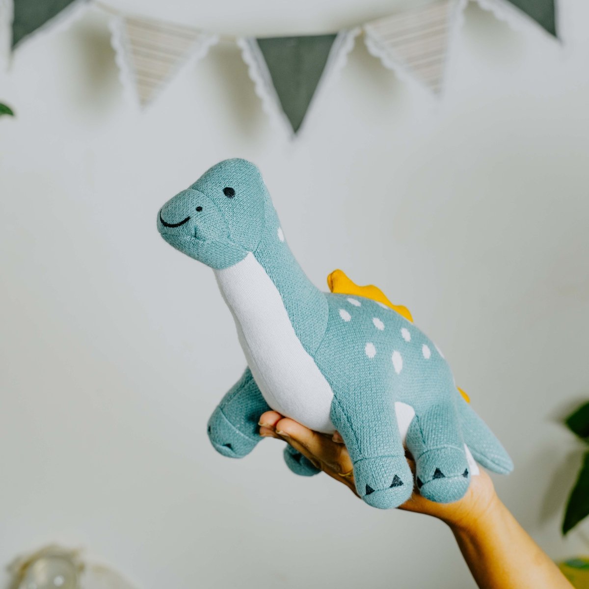 Dippy the Dino | Knitted Cotton Animal Plush Toy for Kids - NESTA TOYS