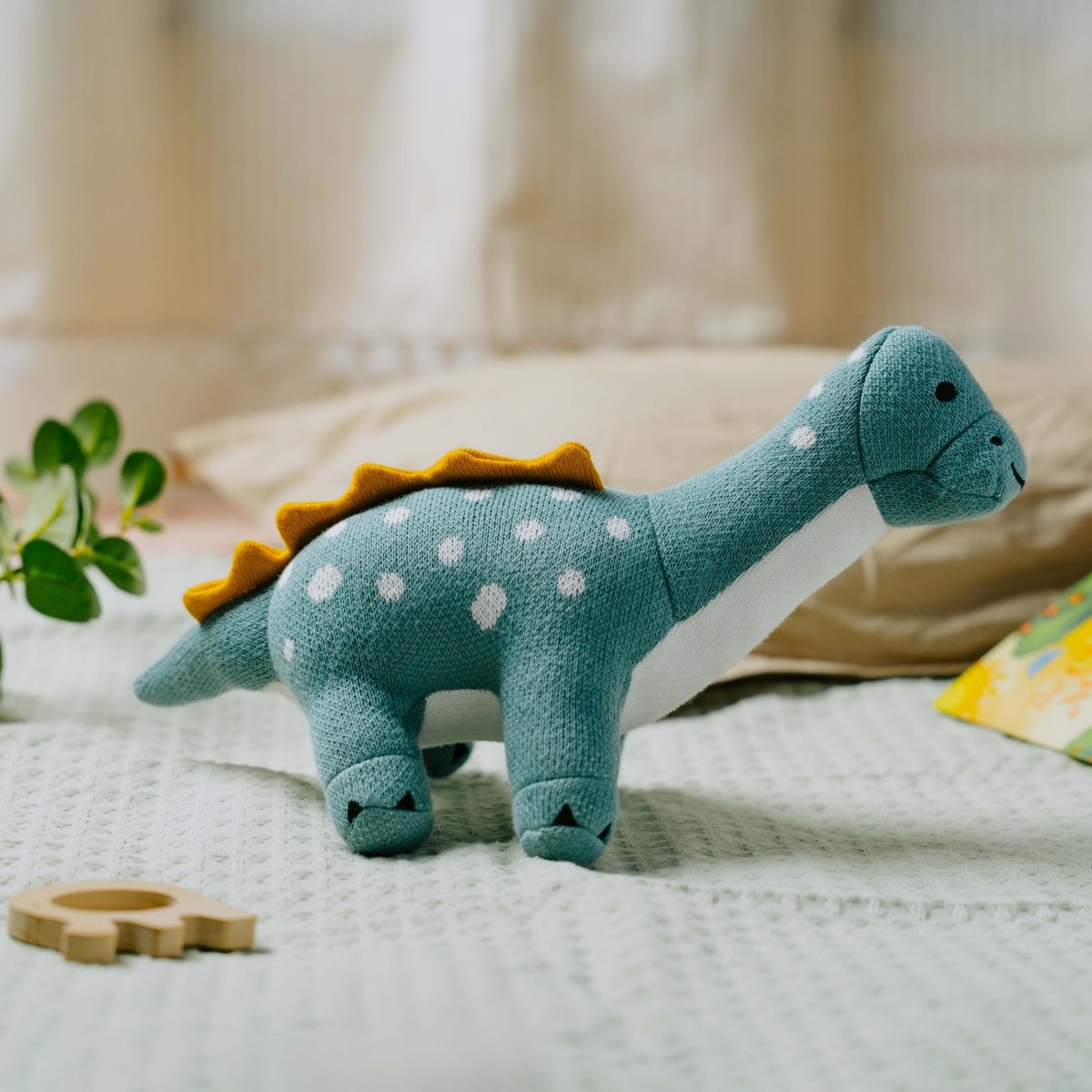 Dippy the Dino | Knitted Cotton Animal Plush Toy for Kids - NESTA TOYS