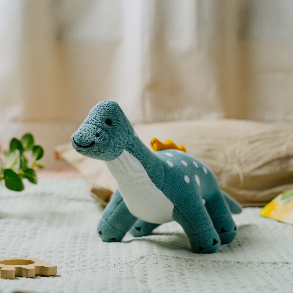 Dippy the Dino | Knitted Cotton Animal Plush Toy for Kids - NESTA TOYS