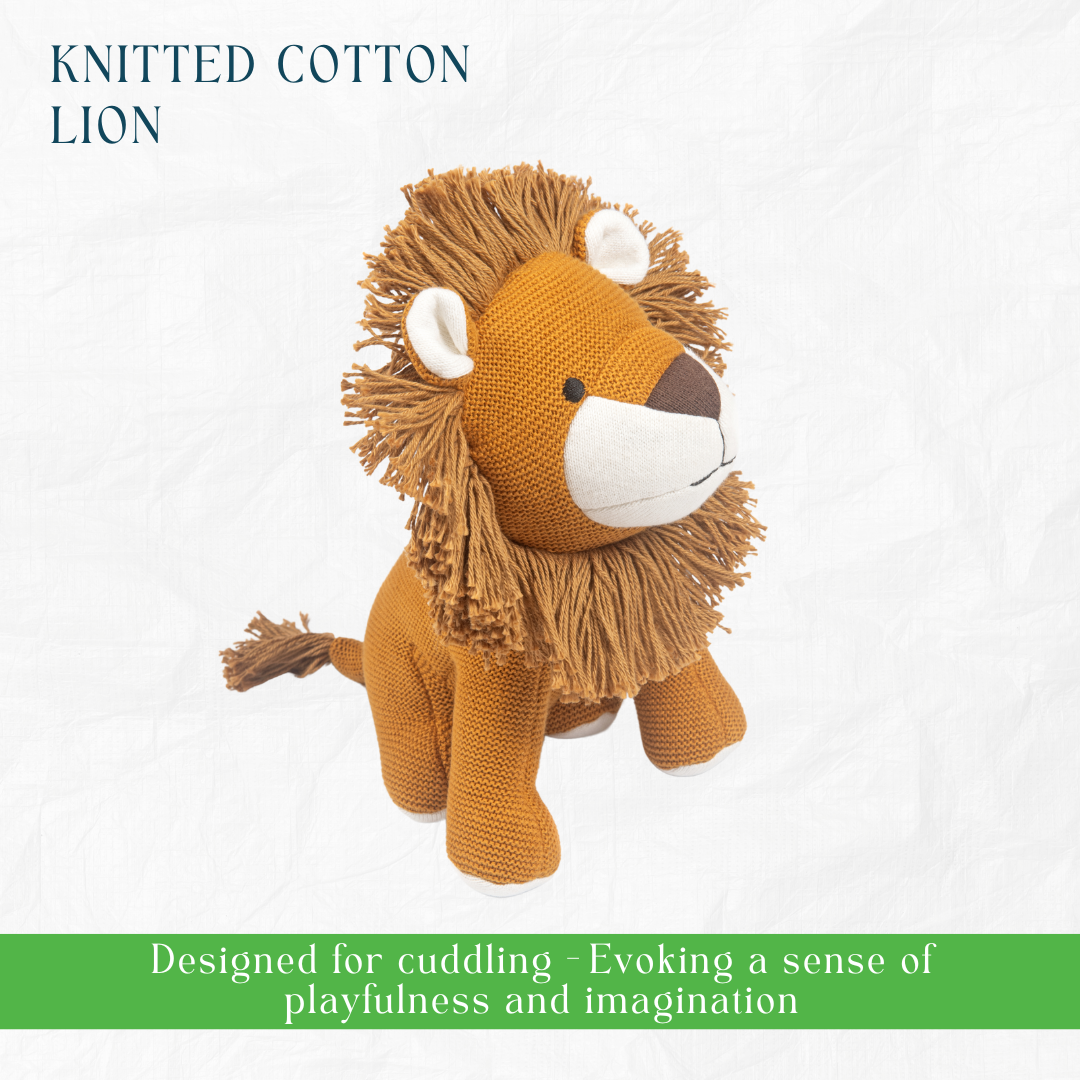 NESTA TOYS - Newborn Gift Set - Lion Plush Toy, Wooden Elephant & Car Teether - nestatoys