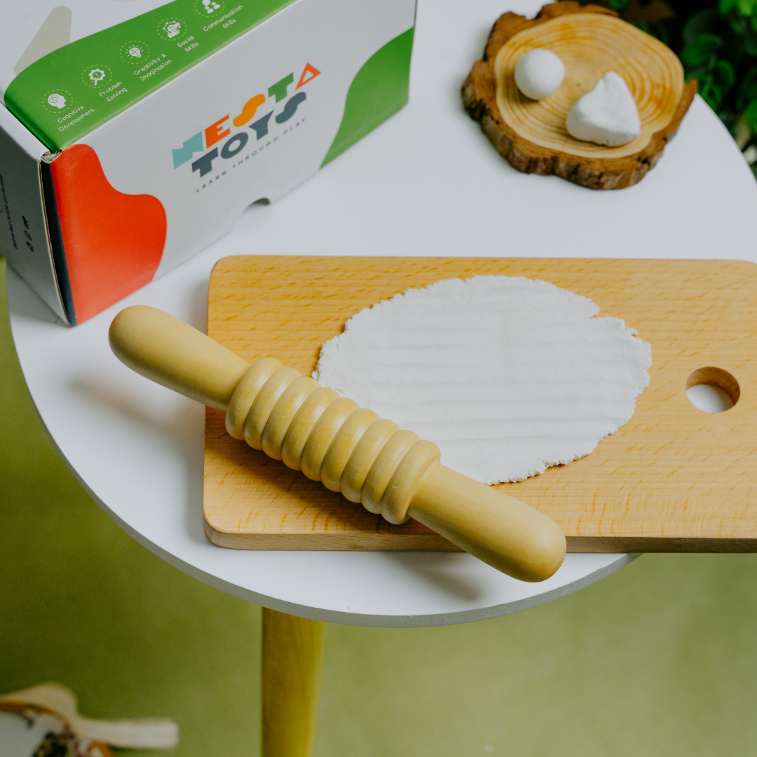 NESTA TOYS - Play Dough Tool set | Rolling Pins & Knife Play Dough Tool set | Rolling Pins & Knife - nestatoys