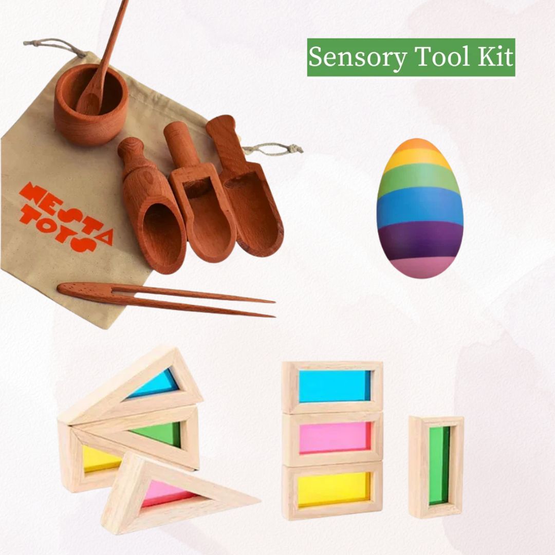NESTA TOYS - Sensory Explorer Play Kit for 3-6 Months, Made in india wooden toy car