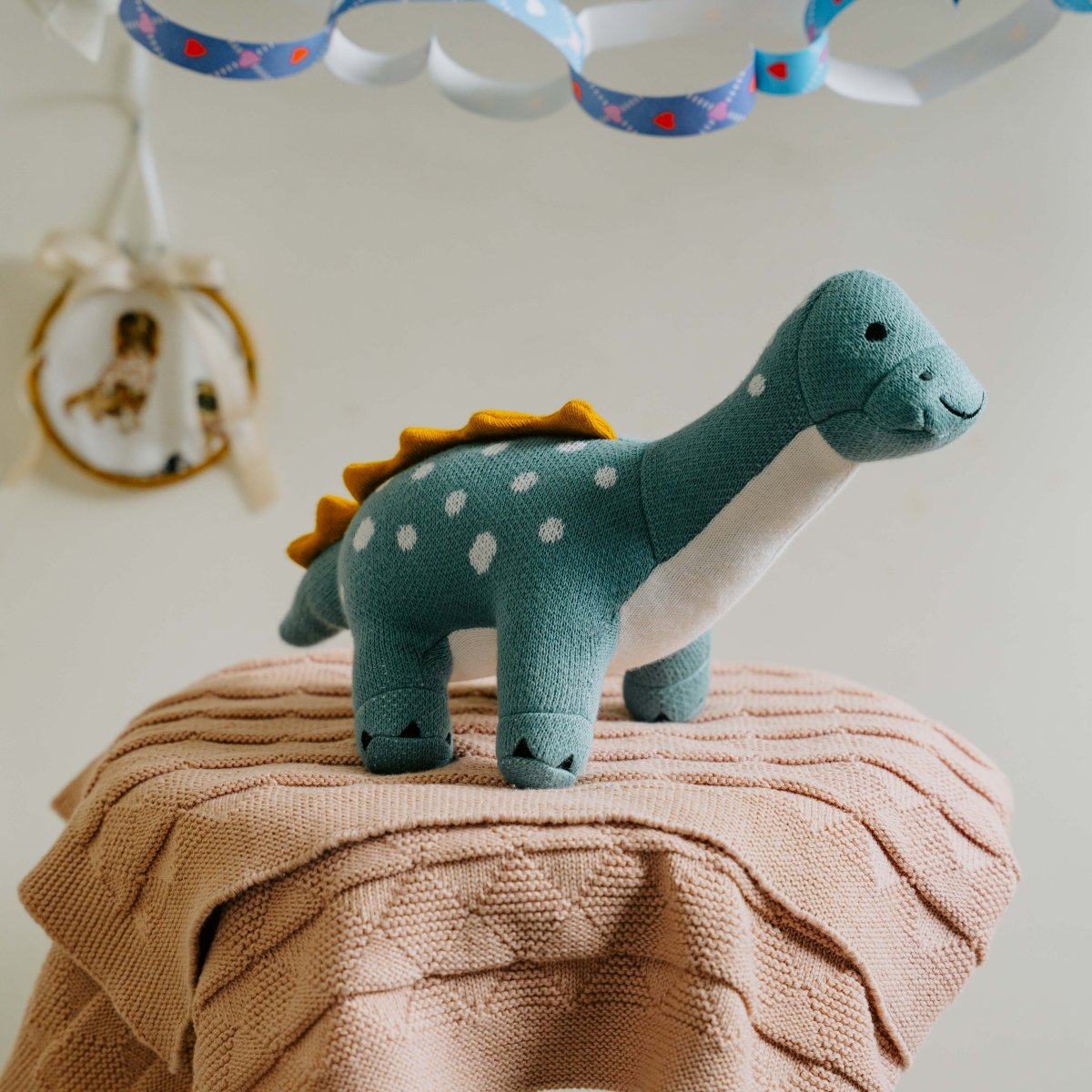 Dippy the Dino | Knitted Cotton Animal Plush Toy for Kids - NESTA TOYS