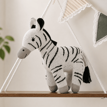 NESTA TOYS - Zippy the Zebra - Knitted Cotton Animal Plush Toy for Kids, soft toys for babies, soft toys for kids, newborn gift