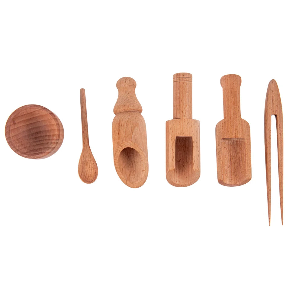 NESTA TOYS - Wooden Sensory Bin Tools for Kids (6 Pcs)