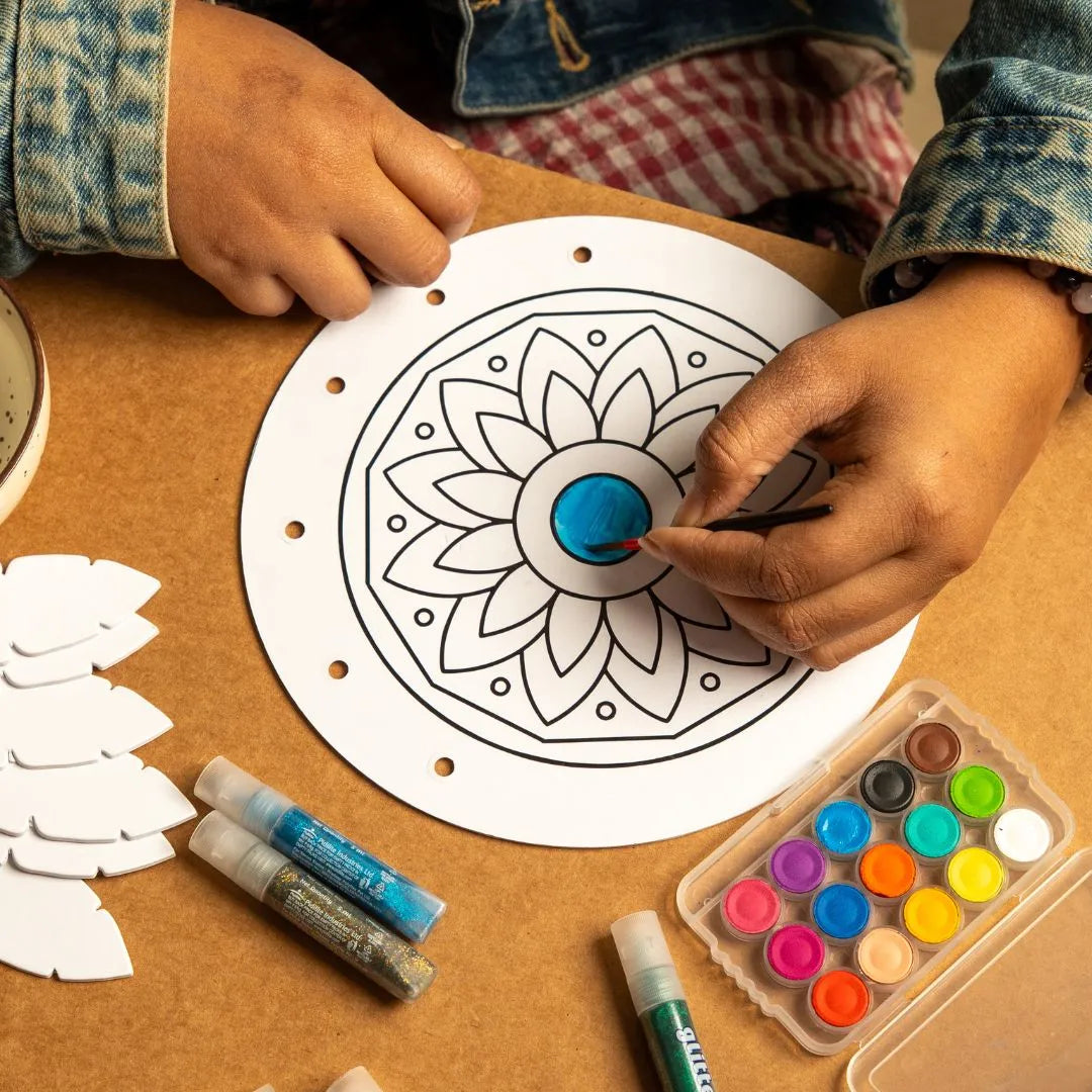 NESTA TOYS -Handmade dream catcher art created by kids using DIY mandala kit