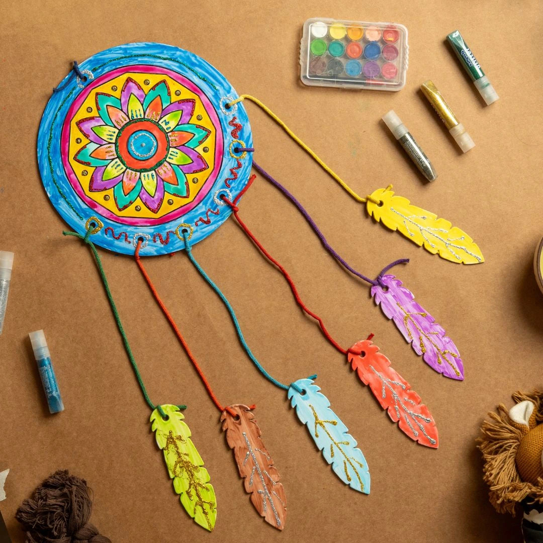 NESTA TOYS -Step by step kids crafting dream catcher using DIY mandala art kit