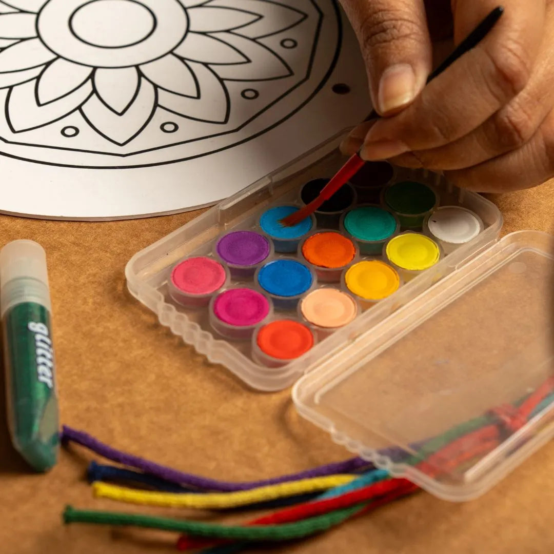 NESTA TOYS -Kids engaged in DIY art and craft activity making mandala dream catcher