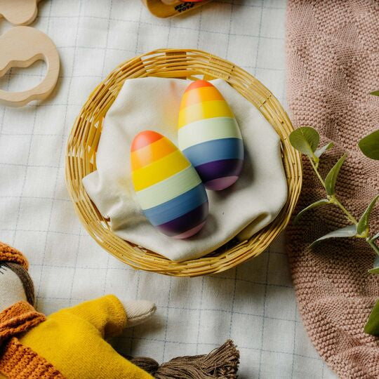 NESTA TOYS Rainbow Wooden Egg Shaker -Set of 2 (0+ Years)