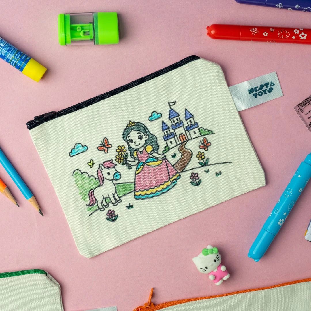DIY Coloring Cotton Pouch for Kids (Set of 4) – Princess Theme - NESTA TOYS