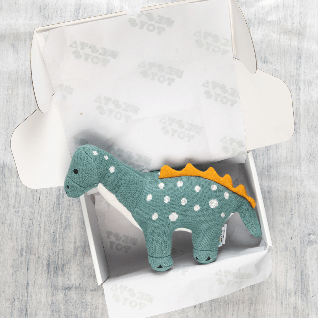 Dippy the Dino | Knitted Cotton Animal Plush Toy for Kids - NESTA TOYS