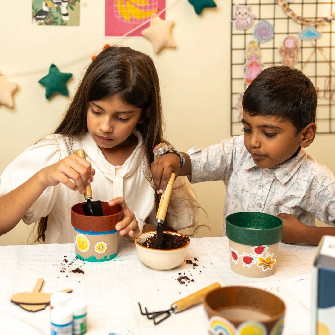 NESTA TOYS Children exploring STEM and gardening while growing their own plants