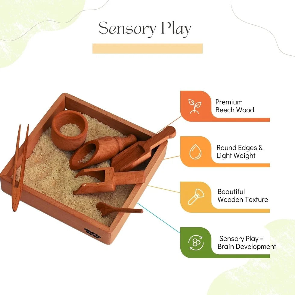 NESTA TOYS Wooden Sensory Bin Tools for Kids (6 Pcs)