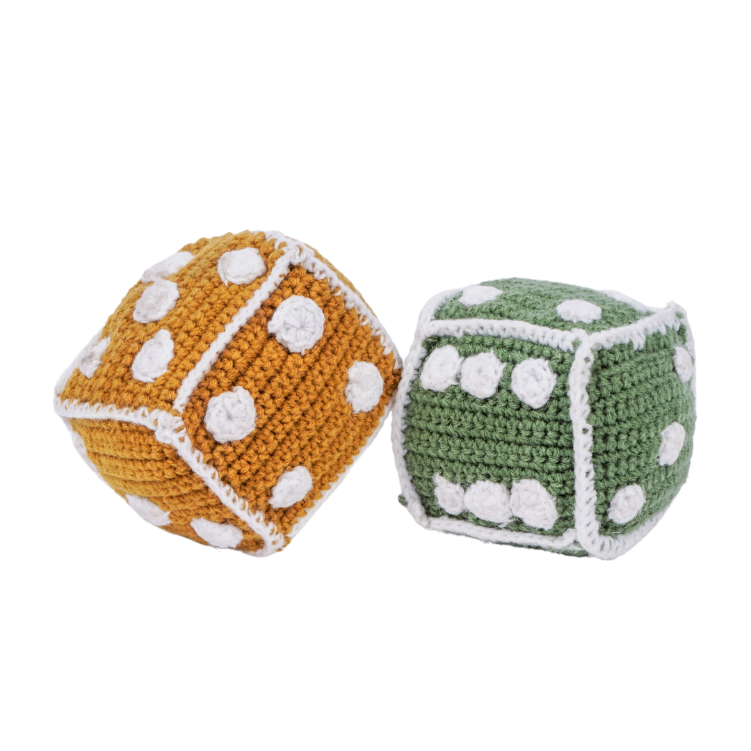 NESTA TOYS – Knitted Crochet Dice Set (2 Pcs) | Early Learning Math Toy