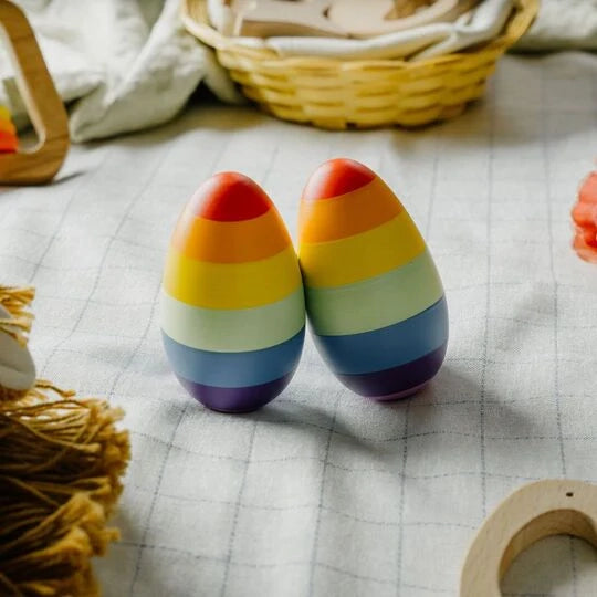 NESTA TOYS Rainbow Wooden Egg Shaker -Set of 2 (0+ Years)