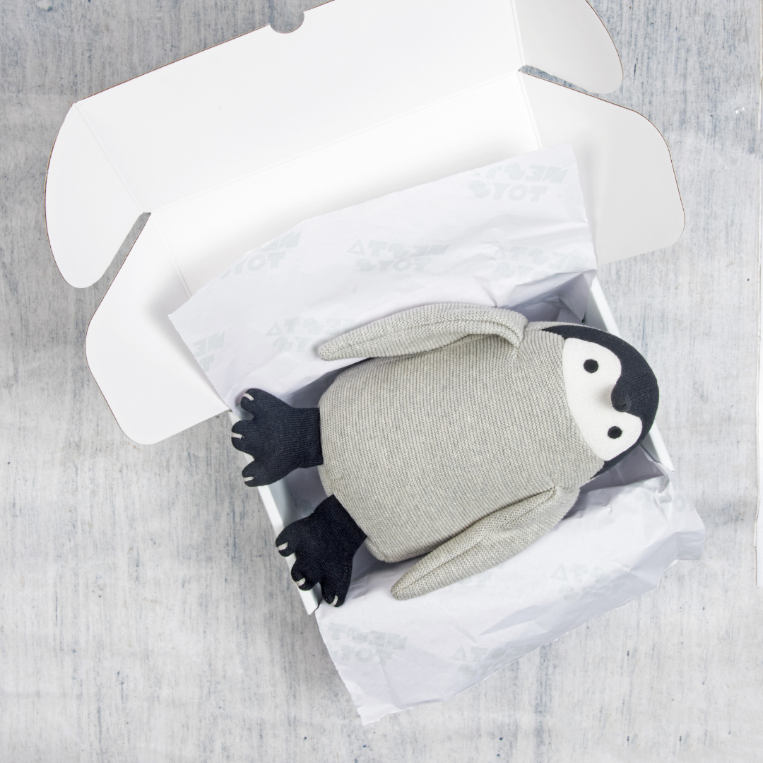 NESTA TOYS – Peppy the Penguin | Knitted Cotton Animal Plush Toy for Kids - nestatoys