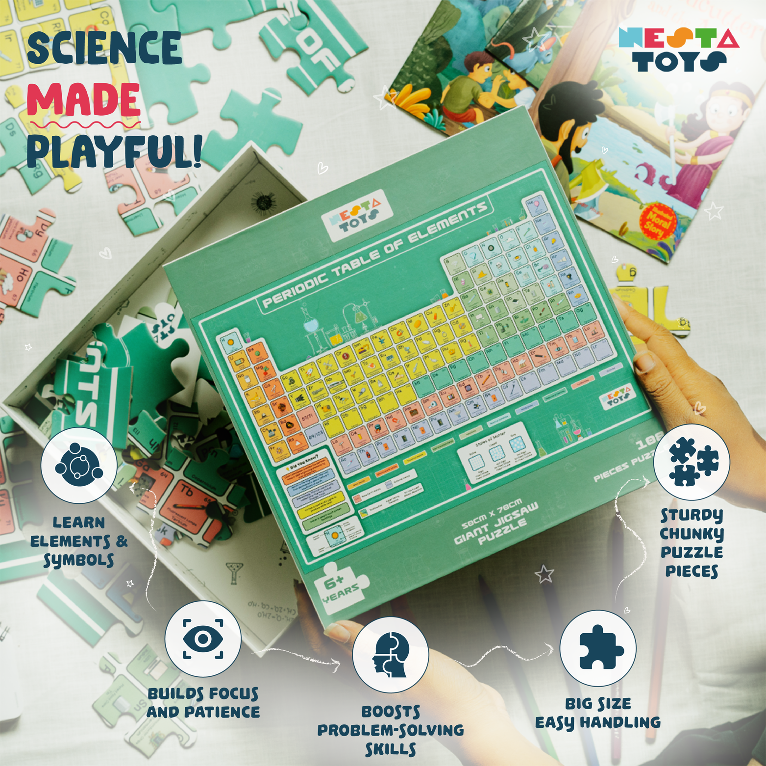 NESTA TOYS Periodic Table of Elements Jigsaw Puzzle (108 Jumbo Pieces) - nestatoys