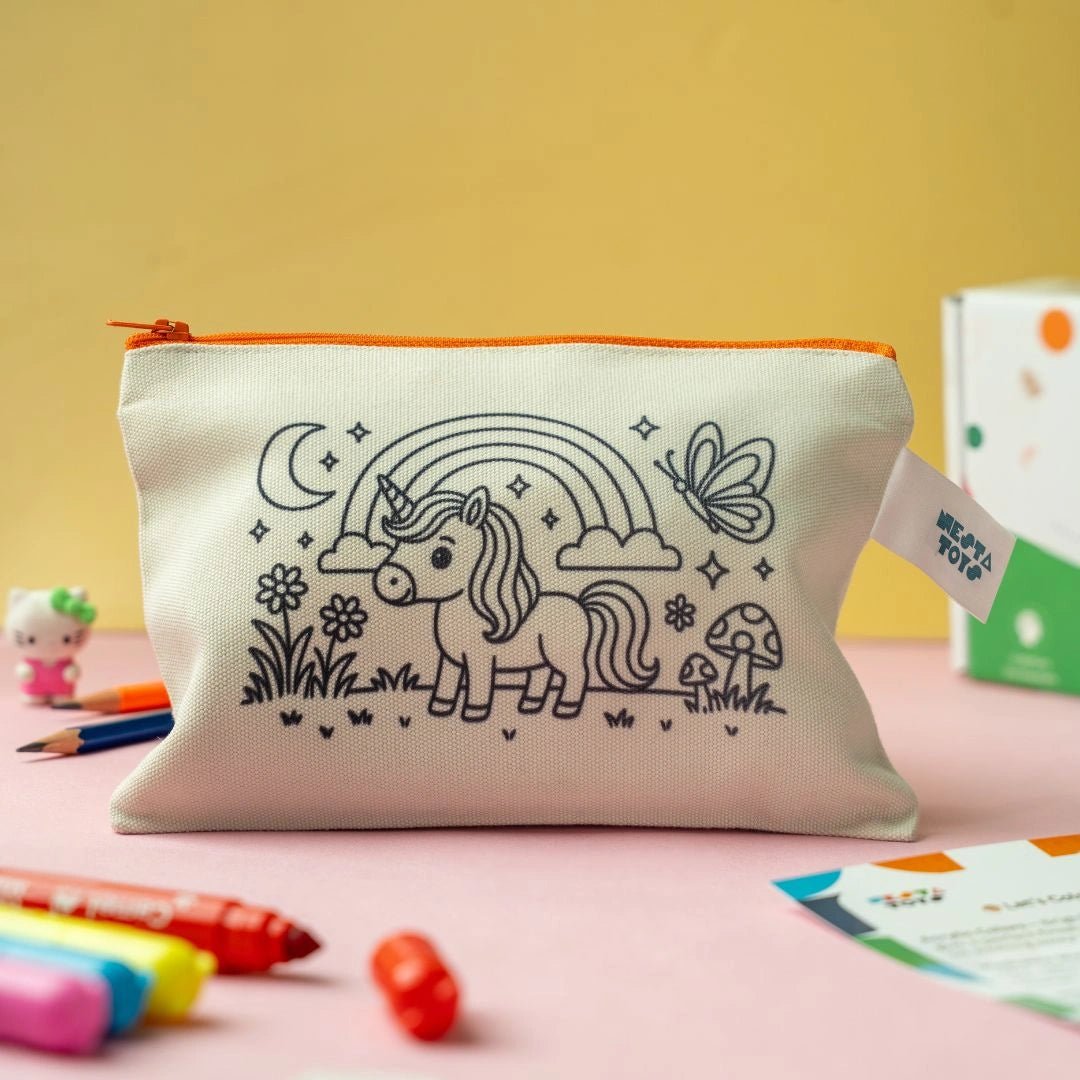 Pouch Craft Color NESTA TOYS DIY Coloring Cotton Pouch – Unicorn Theme | Set of 4 Art ...