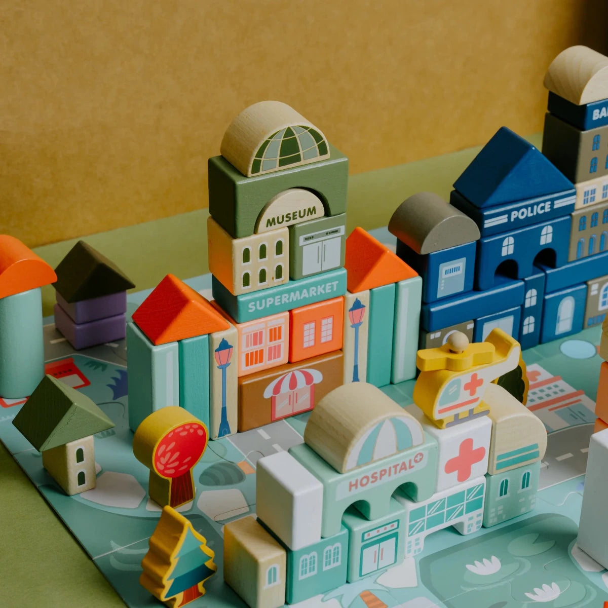 Wooden City Building Blocks Toy (115 Pieces) - NESTA TOYS