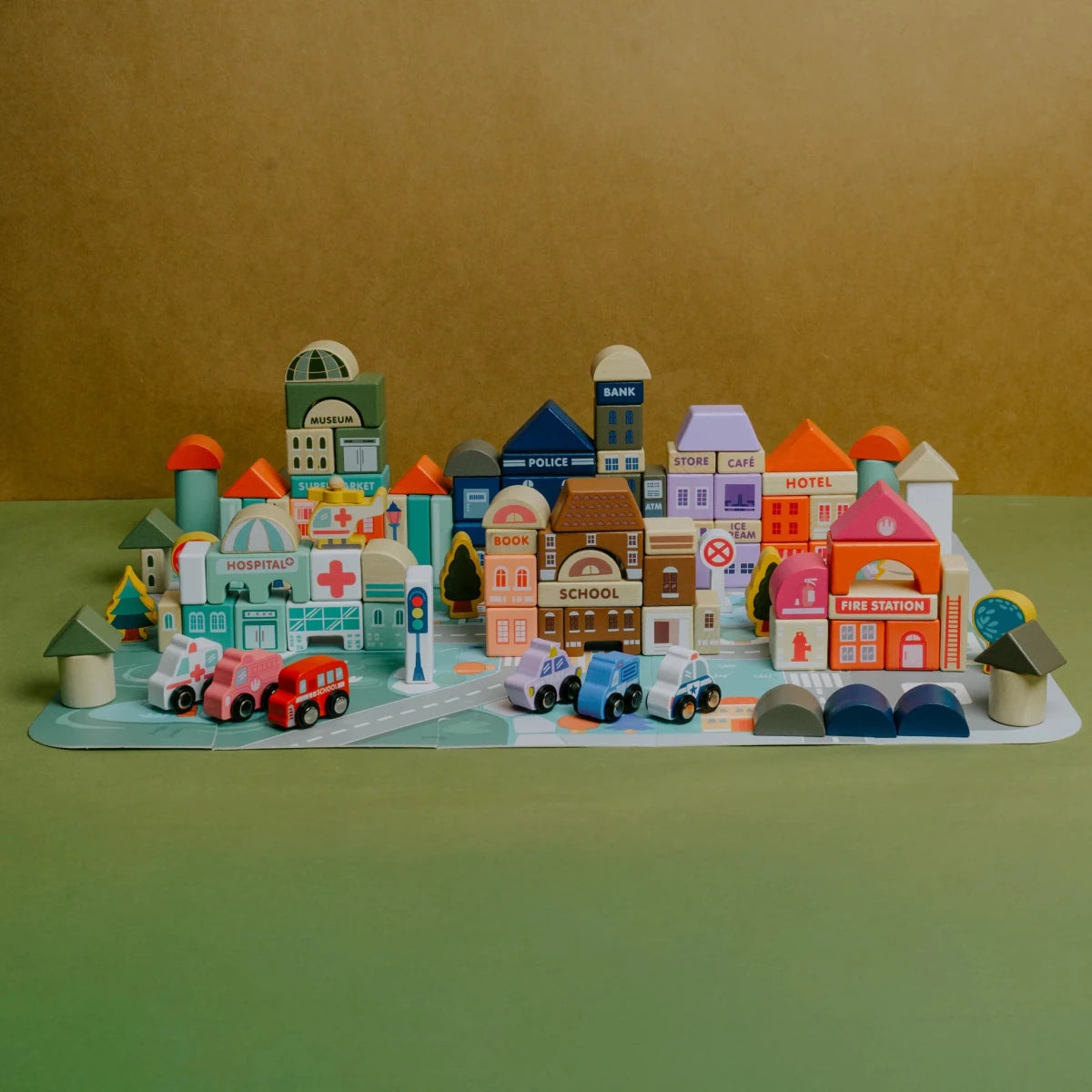 Wooden City Building Blocks Toy (115 Pieces) - NESTA TOYS