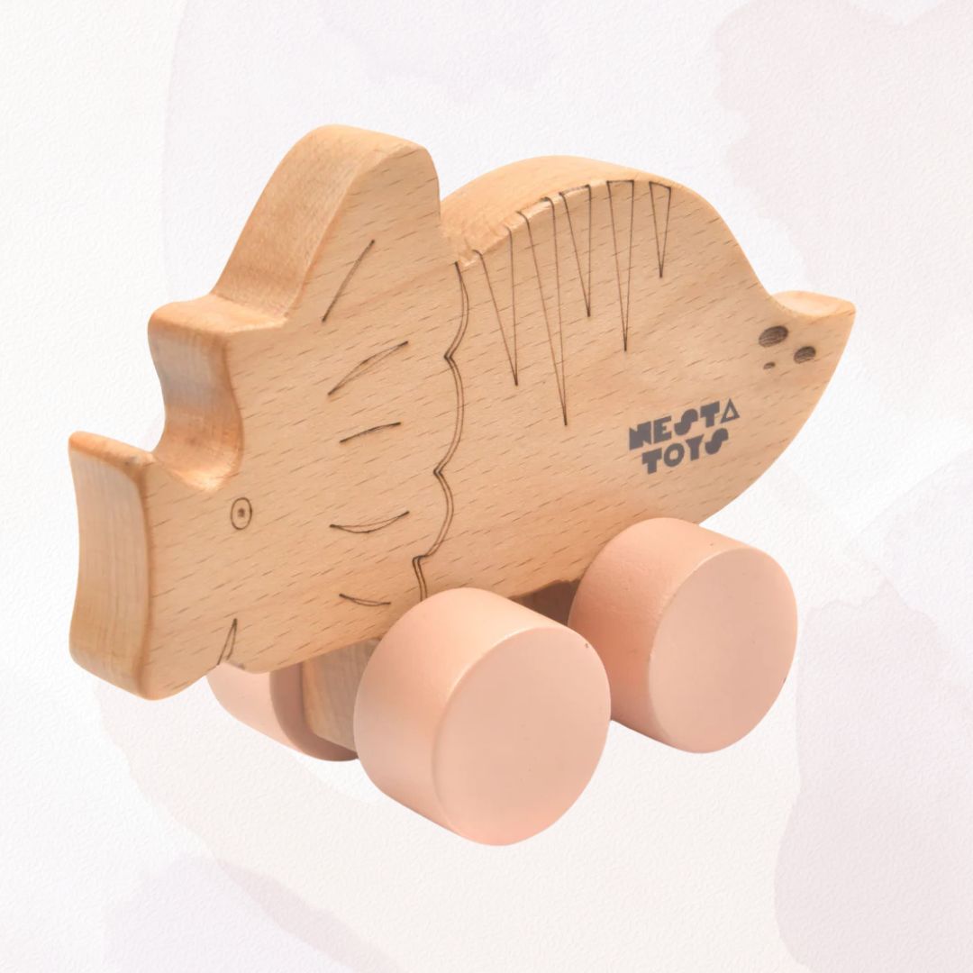 NESTA TOYS –Wooden Dinosaur Car Toy for Babies