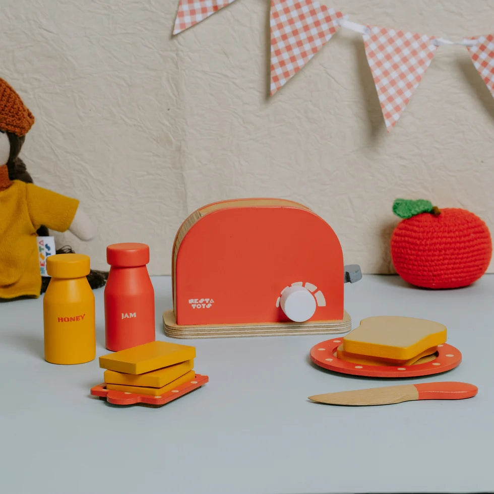 NESTA TOYS – Wooden toaster toy, kitchen toy kids, pretend play toy, wooden kitchen set, role play toy, cooking toy kids, wooden toy set, learning toy, educational toy, nesta toys, toaster play set, kids kitchen toy, wooden appliance toy, activity toy, play kitchen toy Wooden Bread Pop-up Toaster Toy - nestatoys