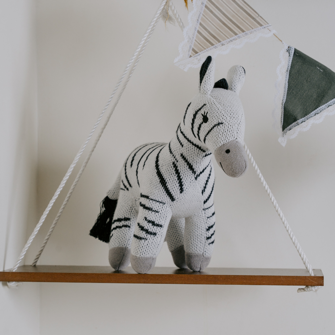 NESTA TOYS –Newborn Gift Set – Swaddle, Zebra Plush Toy & Wooden Teethers - nestatoys