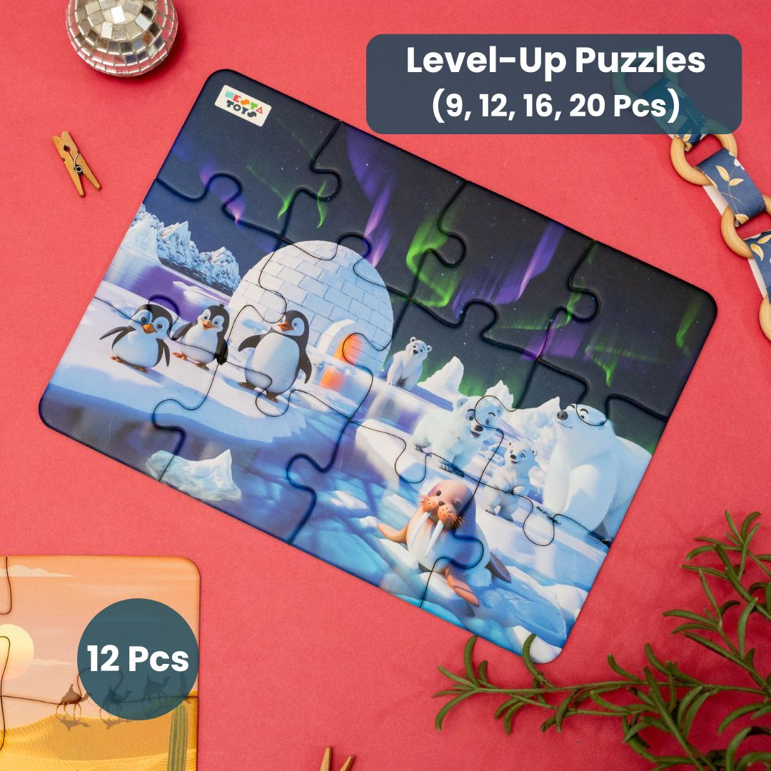 Habitat - 4 in 1 Level Up & Learn Jigsaw Puzzle (9 Pcs - 20 Pcs) - Free Gift - NESTA TOYS
