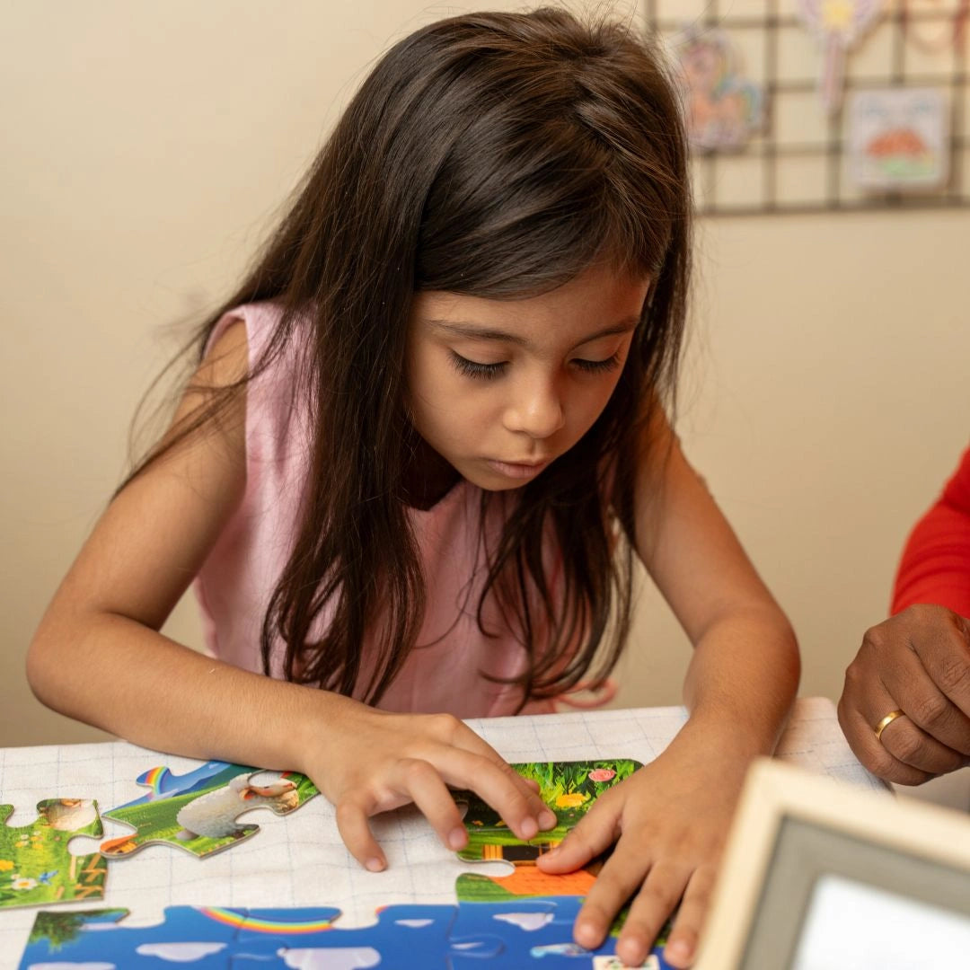 NESTA TOYS Child enjoying hands-on plant science activities with the Nesta Toys Gardening Kit