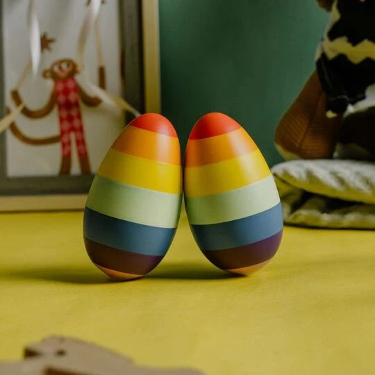 NESTA TOYS – Rainbow Wooden Egg Shaker -Set of 2 (0+ Years)