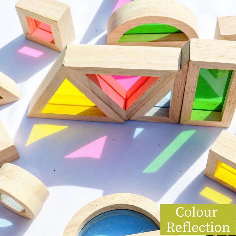 NESTA TOYS Wooden Acrylic Rainbow Building Blocks (24 Pcs ...