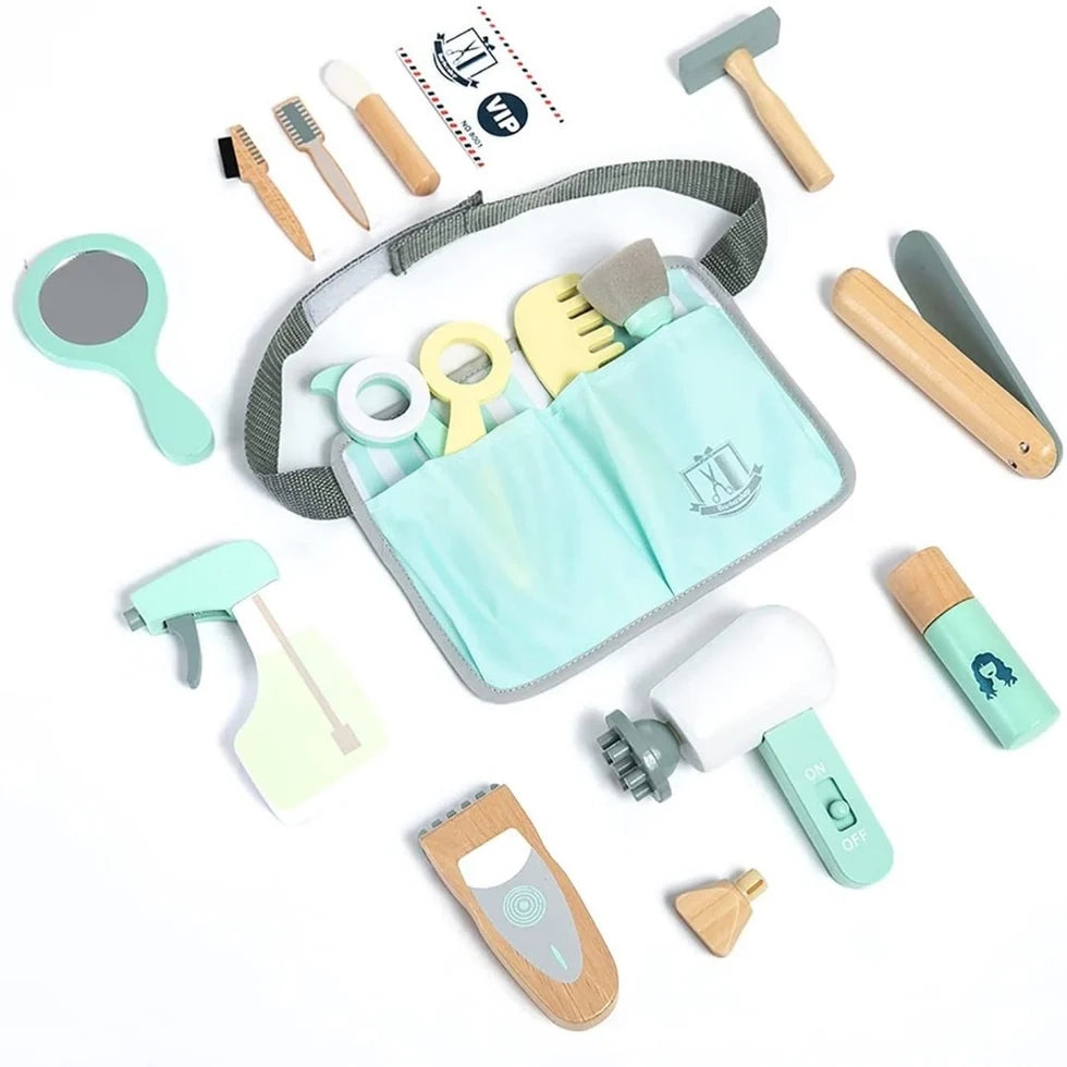 Wooden Barber Toy | Make up Toy for Kids (18 Pcs) - nestatoys