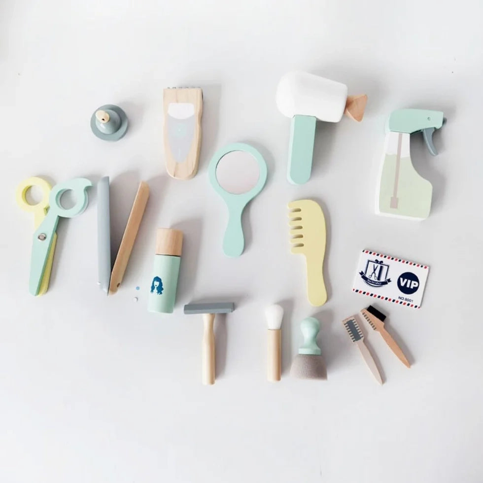 Wooden Barber Toy | Make up Toy for Kids (18 Pcs) - nestatoys