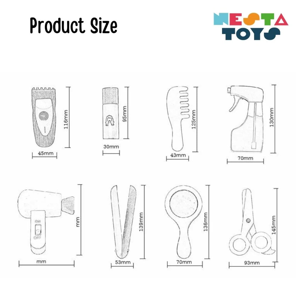 Wooden Barber Toy | Make up Toy for Kids (18 Pcs) - nestatoys