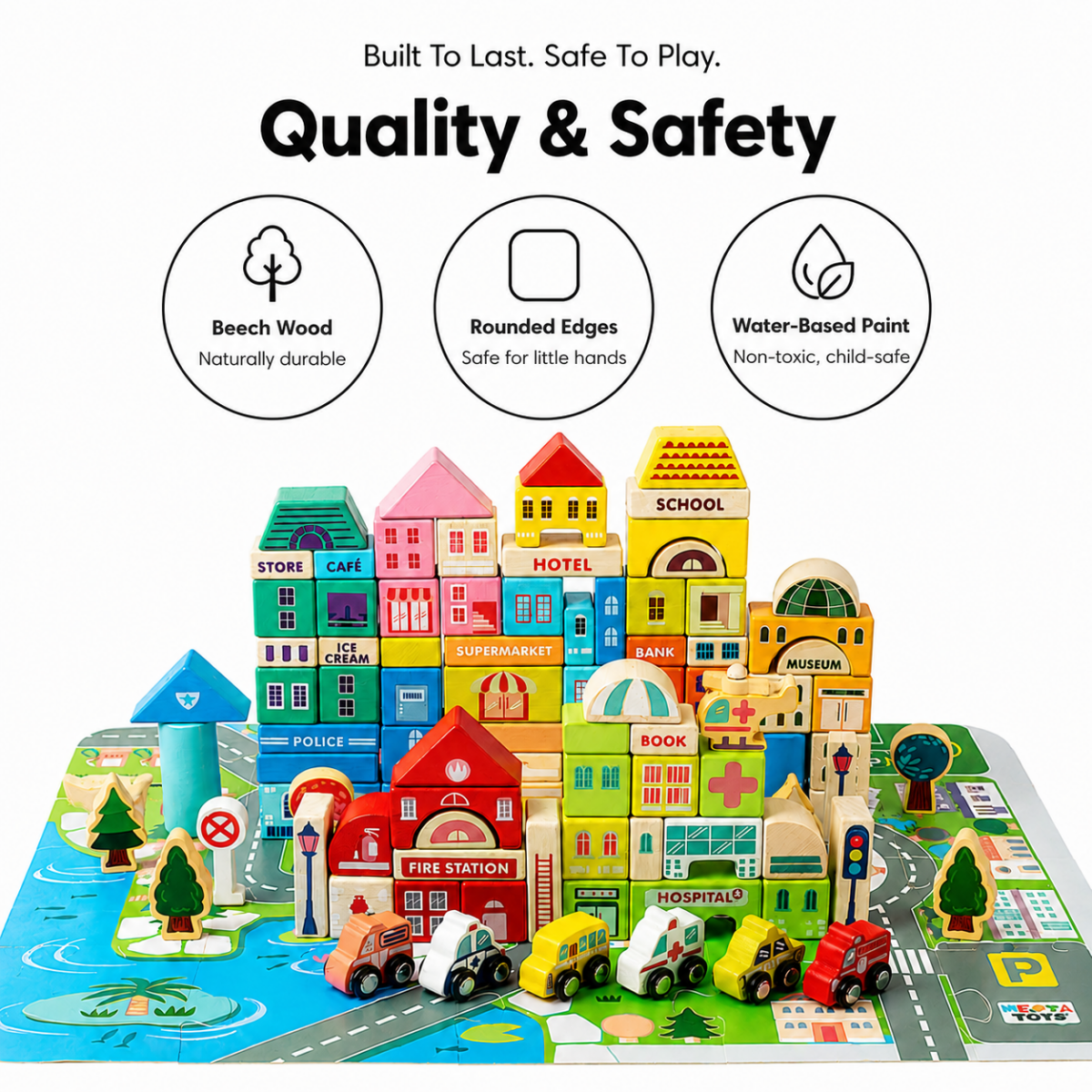 Nesta toys, 115 building blocks, wooden building blocks, montessori toys for kids, wooden blocks for babies