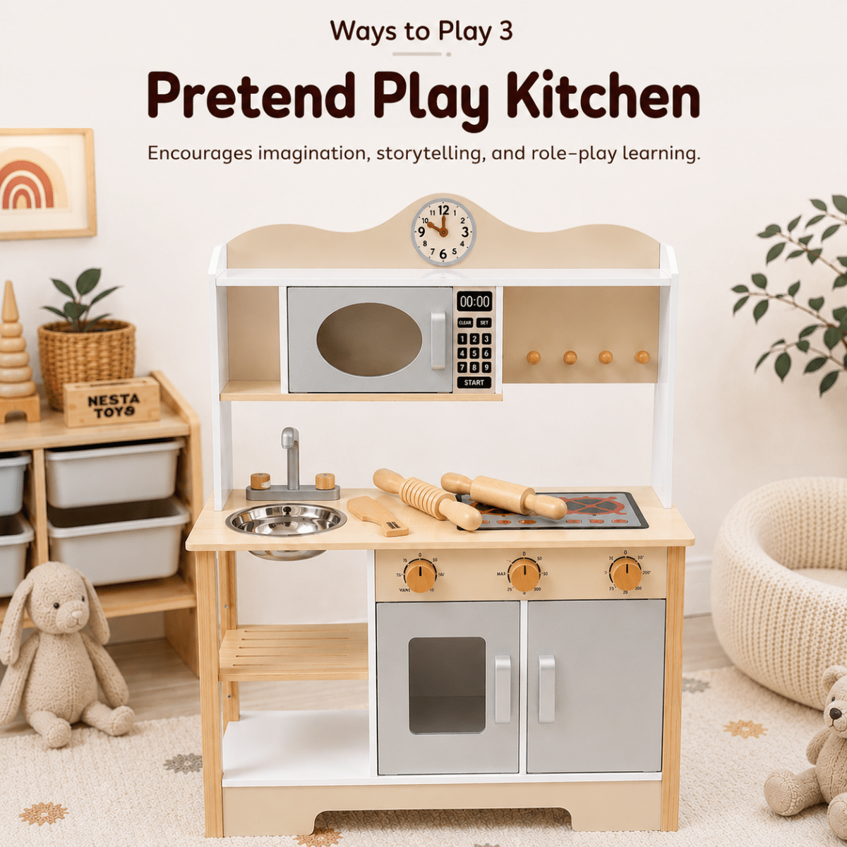 Play Dough Tool set | Rolling Pins & Knife - NESTA TOYS
