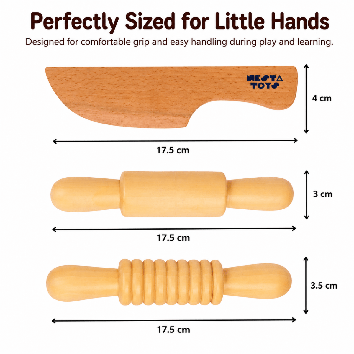 Play Dough Tool set | Rolling Pins & Knife - NESTA TOYS