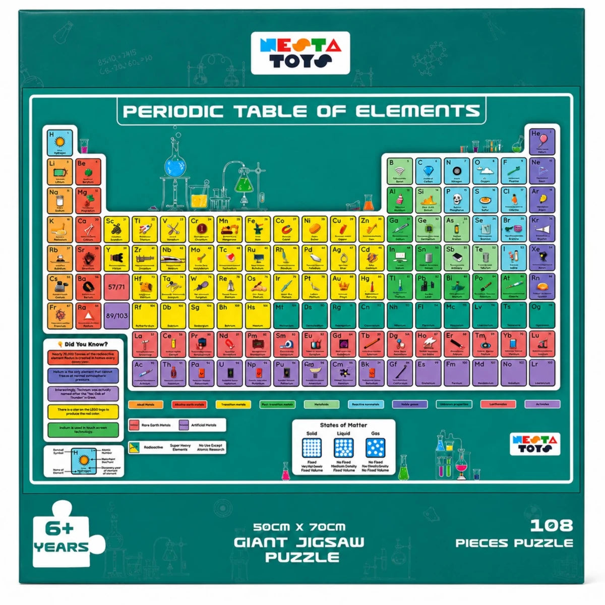 Periodic Table of Elements Jigsaw Puzzle (108 Jumbo Pieces) - NESTA TOYS